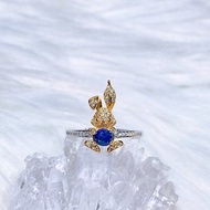 天然藍寶石 皇家藍 藍寶石兔寶寶戒 0.50克拉 925純銀