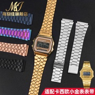 Suitable for Casio A159W-N1 A158WA A168 f91w Retro Small Square Stainless Steel Strap 18mm