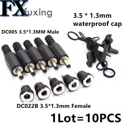 10Pcs DC005 3.5x1.3mm DC Power Waterproof Cap Opening 8mm For DC-022B 3.5*1.3mm Jack Charging Socket