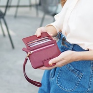 Mary (Burgundy) : Mini wallet, short wallet, cow leather, Dark red, Zip pouch