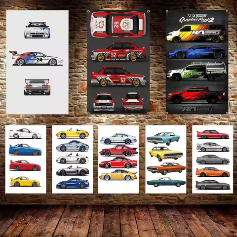 FLAGDOM 90x150cm 3X5FT COOL Car Racing Car Flag Polyester Printed Racing Car Banner For Decor