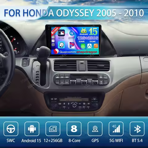 Android 15 Car Radio For Honda Odyssey 2005 - 2010 Navigation Qualcomm Wireless Carplay Auto Head Un