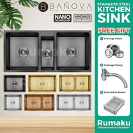 BANOVA SUS 304 Stainless Steel Home Kitchen Sink Sinki Dapur Nano Single Double Bowl