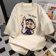【M-8XL 】New Trendy Crayon Shin Chan Printed T-shirt for Men Loose and Oversized Round Neck Short Sle