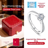 East Beauty | Couple Matching Ring 999 Pure Silver 50ct Moissanite