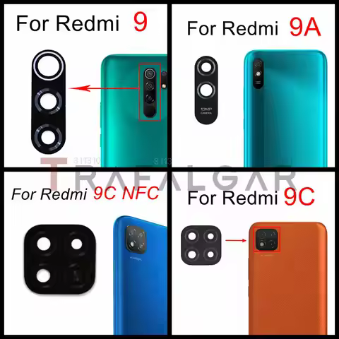 Rear Back Camera Glass Lens For Redmi 9 9C NFC 9A 9T Camera Lens Cover Replacement Parts With Adhesi