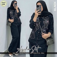 NAOMI & ASIKA SET. Bahan Jeans Washed Premium. LD.110cm PJ Celana 94cm .