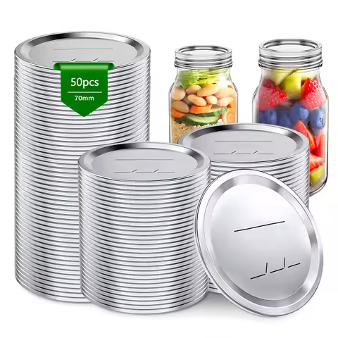 50Pcs Regular Mouth Canning Lids Tinplate Mason Jar Lids Reusable Kerr Jars Airtight Sealed Store Sp