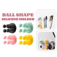 5PC Ball Shape Silicone Holder Wall-Mounted Toothbrush Bracket Seamless Self Adhesive Hook Sticker S