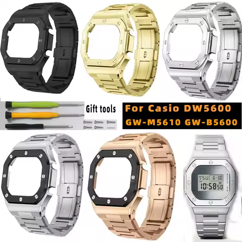 DW5600 Top Pole Modified stainless steel bezel and watchband For G-SHOCK Casio GW-M5610 GW-B5600 Met