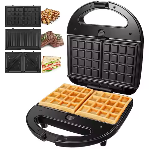 Mini Waffle Maker Detachable Breakfast Sandwich Maker Toaster 6 in 1 Non Stick Sandwich Maker With C