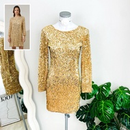 Size S-M model Brand Authentic 1 Dress Velvet Fabric Shiny Scales Work Caramel Color Wear To Events 