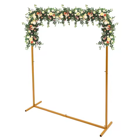 2*1.5m Wedding Metal Arch Stand Gold Square Backdrop Stand DIY Flower Balloon Decor Frame for Birthd