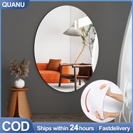 QUANU Acrylic Round Mirror Wall Stickers Acrylic Oval Mirror Unbreakable Mirror Self Adhesive Stickers Mirror Modern DIY Art Home Decor Wall Mural Mirror Cermin Panjang Murah hiasan rumah Cermin akrilik