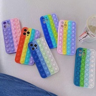 ♞Realme 8 8Pro C25 C21Y C21 C15 C12 C11 Soft Silicone Pop it Bubble Rainbow Silicone Case Cover