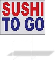 Fastasticdeals Weatherproof Yard Sign Sushi to Go Red Blue Food Bar Restaurant Truck Lawn Garden 18x