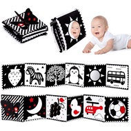 Black and White High Contrast Toys for Baby 0-3 3-6 months Infant Tummy Time Soft Crinkle Book Mirro