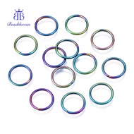 20pcs Ion Plating(IP) 304 Stainless Steel Jump Rings Round Ring Open Jump Rings Rainbow color 18 Gau