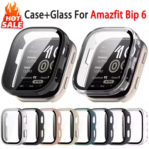 Tempered Glass+Cover For Amazfit Bip 6 Watch Case Anti-scratch Film Bumper Screen Protector Cover Am