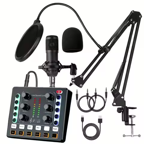 Podcast equipment package, V8s audio interface with integrated live sound card and BM800 condenser m