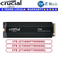 Itw | Crucial 1TB | 2TB | 4TB M 2 NVMe SSD M.2 NVMe SSD T705 Pcie Gen5 Internal with heatsink