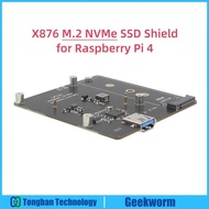 Geekworm X876 NVMe M.2 SATA SSD NAS Expansion Board for Raspberry Pi 4 | Support Key-M 2280 SSD (NOT