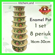 8pcs Enamel Indian Pot set / Periuk Tebal Ayan Panci Kuning 1 set