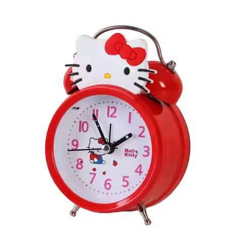 Hello Kitty anime peripheral cartoon silent ring alarm clock creative personality kawaii desktop clo