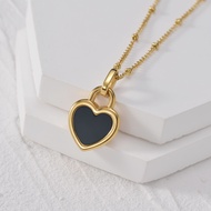 Terbaru Kalung Perempuan Import Rantai Gold Liontin LOVE Hitam Emas Anti Karat dan Luntur / Kalung R