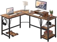 TREETALK Computer Desk, L-Shaped Corner Desk with 2-Layer Storage,Large PC Laptop Table with Monitor Stand and CPU Stand,Gaming Desk Writing Table for Office Home (Rustic Brown)