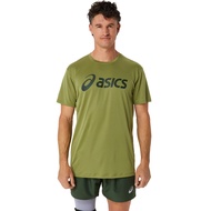 ASICS :  SILVER ASICS TOP MEN RUNNING ผู้ชาย เสื้อคอกลม ของแท้  CACTUS/RAIN FOREST