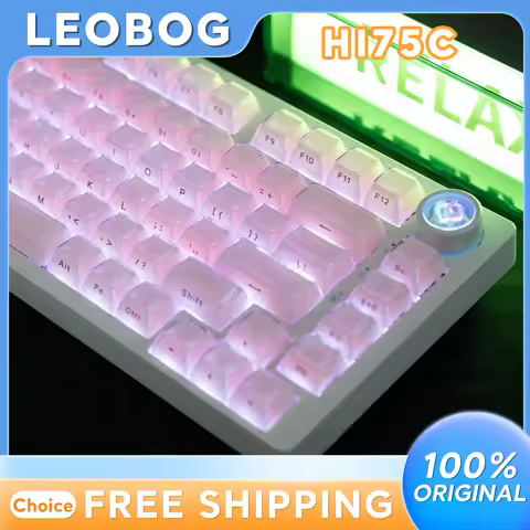 LEOBOG HI75C Custom Mechanical Keyboard Stylish Cute Jelly Style Hot Swappable Translucent Pink Keyc