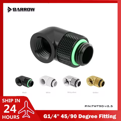 Barrow Angled Fitting G1/4'' 45/90 Degree M-F Rotary 360° Rotatable Adapter PC Water Cooling Elbow C