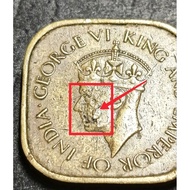 Error Coin - India Ceylon Old Coin King George VI 5 Cents Year 1944 ( Laminated Error)