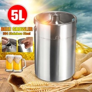 5L Beer Barrel Mini Keg Style Growler Portable Stainless Steel Beer Supplies Hold Beer Bottle Tool for Home Camping Picnic