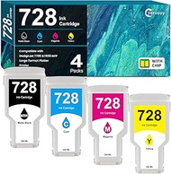 728 Ink Cartridges 4-Pack 300-ml F9J68A F9K17A F9K16A F9K15A Ink Set Compatible with HP 728 Ink Cart
