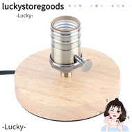 LUCKYSTOREGOODS Lamp Base, Wooden Base E27 E26 Table Lamp Holder, Durable Dimmable Button Vintage La
