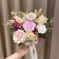 淺粉乾燥鬱金香捧花 永生花捧花 結婚捧花 新娘捧花 登記捧花