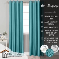 A8 - Ready-made 85% blackout curtain TURQUOISE, Langsir Siap Jahit. LANGSIR KAIN TEBAL