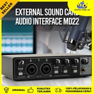 External Sound Card USB Audio Interface Preamp 2 In 2 Out - MD22