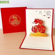KIKO2E 2025 Snake Year Greeting Card, Foldable Handmade 3D New Year Gift Card, Appreciation Card Ble