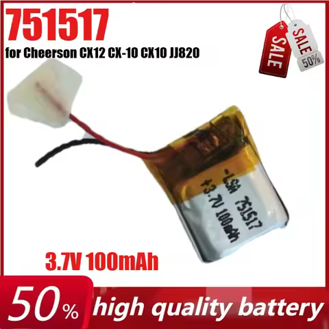 751517 3.7V 100mAh Li-ion Replacement Battery for Cheerson CX12 CX-10 CX10 JJ820 V646 JJ810 V676 RC 