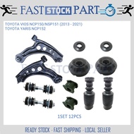 1SET 12PCS FRONT LOWER ARM/STABILIZER LINK/BUSH/ABSORBER MOUNTING/COVER - TOYOTA VIOS NCP151 NCP150 