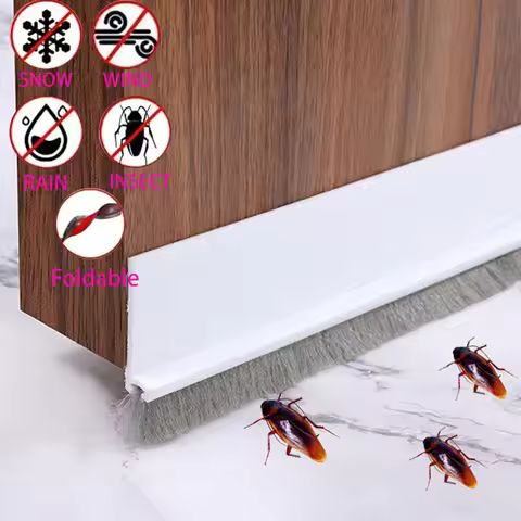 Door Sealing Draft Stopper Strip Stopper with Brush Rubber Door Sweep Sound Proof Weatherstrip Draft