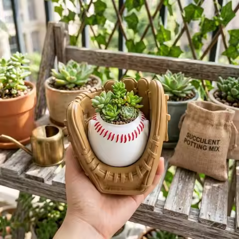 Baseball Glove Flower Pot Creative Baseball Shape Planter