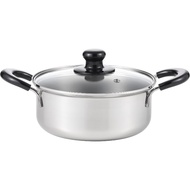 【Direct Japan】 Yoshikawa IH-compatible double-handled pot, 20cm, 2.7L, stainless steel with glass l