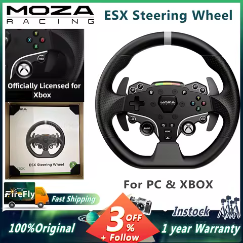 MOZA Racing ESX Steering Wheel for PC & Xbox with 22 Customizable Buttons Durable ISF PU Grips and o