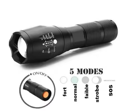 Customizable Defense Flashlight Stick Retractable Zoom Mini Bright Aluminum Flashlight