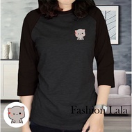 Women's Raglan T-shirt Top 3/4 Sleeve Abu Cat Logo Love Color 81 Women Top T Shirt Woman