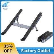 2in1 Foldable Laptop Stand & USB C Hub Adjustable Holder Multi Port USB C Docking Station for 10-17 